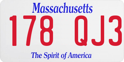 MA license plate 178QJ3