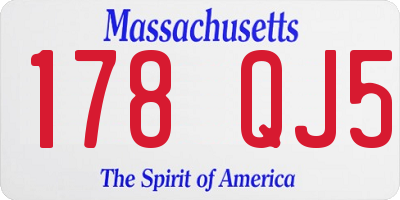 MA license plate 178QJ5