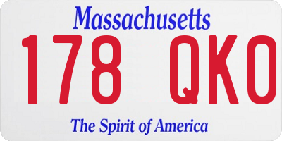 MA license plate 178QK0