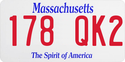 MA license plate 178QK2