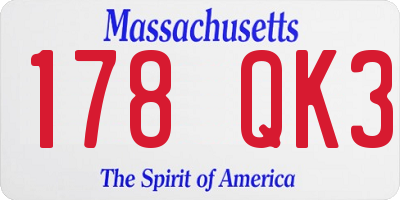 MA license plate 178QK3