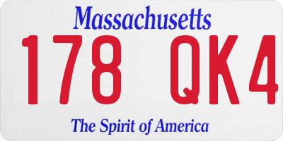MA license plate 178QK4