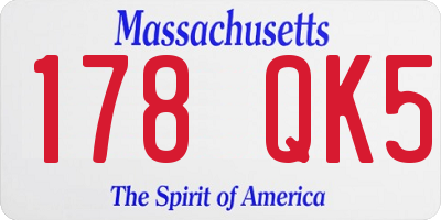 MA license plate 178QK5