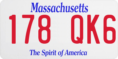 MA license plate 178QK6
