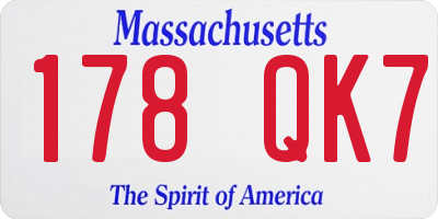 MA license plate 178QK7