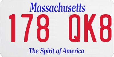 MA license plate 178QK8