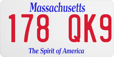 MA license plate 178QK9