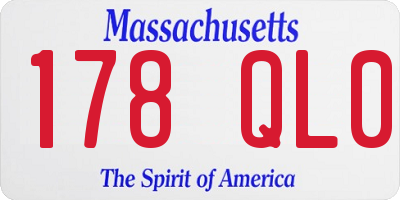 MA license plate 178QL0