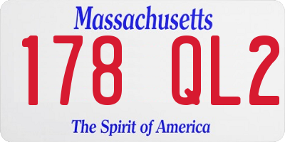 MA license plate 178QL2