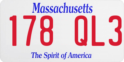 MA license plate 178QL3