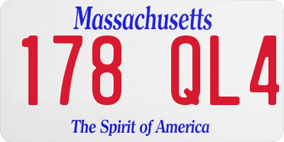 MA license plate 178QL4