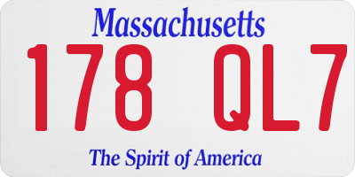 MA license plate 178QL7