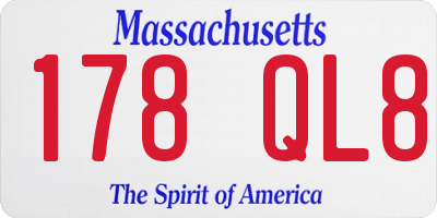 MA license plate 178QL8