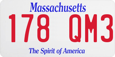 MA license plate 178QM3