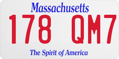 MA license plate 178QM7