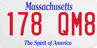 MA license plate 178QM8