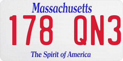 MA license plate 178QN3