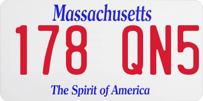 MA license plate 178QN5