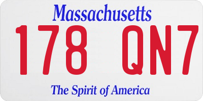 MA license plate 178QN7