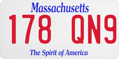 MA license plate 178QN9