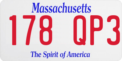 MA license plate 178QP3