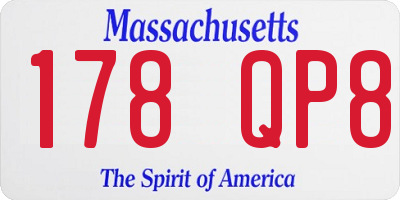 MA license plate 178QP8