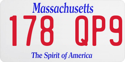 MA license plate 178QP9