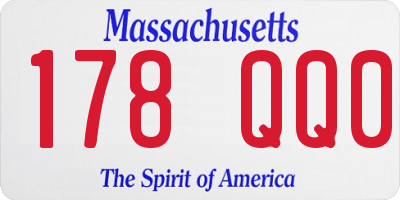 MA license plate 178QQ0