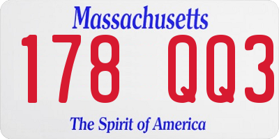MA license plate 178QQ3