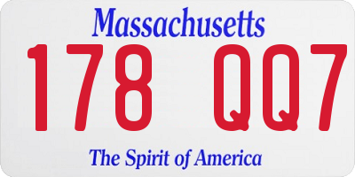 MA license plate 178QQ7