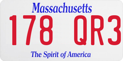 MA license plate 178QR3
