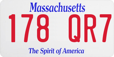 MA license plate 178QR7