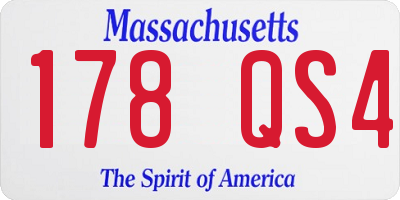 MA license plate 178QS4