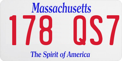 MA license plate 178QS7