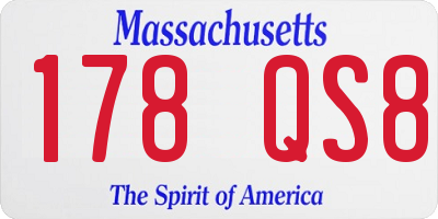 MA license plate 178QS8