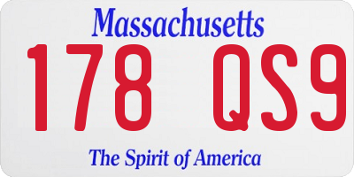MA license plate 178QS9