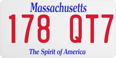 MA license plate 178QT7
