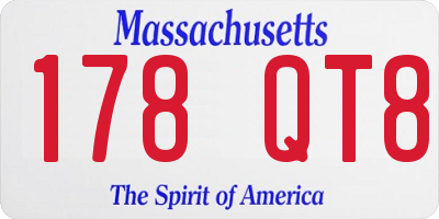 MA license plate 178QT8
