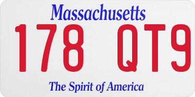 MA license plate 178QT9