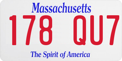 MA license plate 178QU7