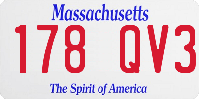 MA license plate 178QV3