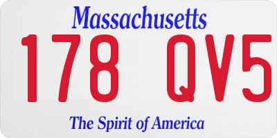 MA license plate 178QV5