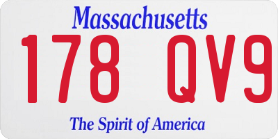MA license plate 178QV9