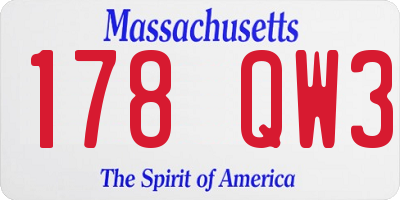 MA license plate 178QW3