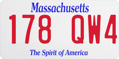 MA license plate 178QW4