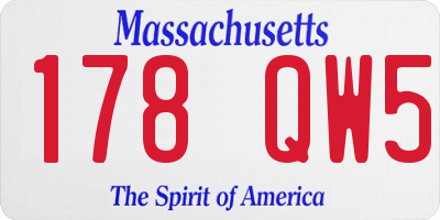 MA license plate 178QW5