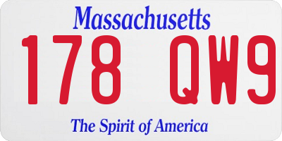 MA license plate 178QW9