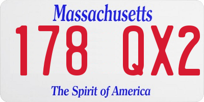 MA license plate 178QX2