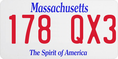 MA license plate 178QX3