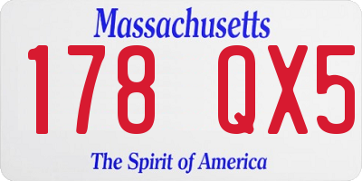 MA license plate 178QX5